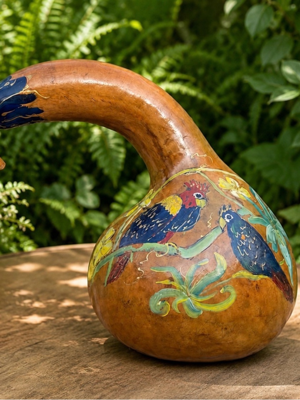 🦜 LARGE Dried Gourd | Hand Painted Parrots | 12"+ Tall | Larger Than It L👀KS